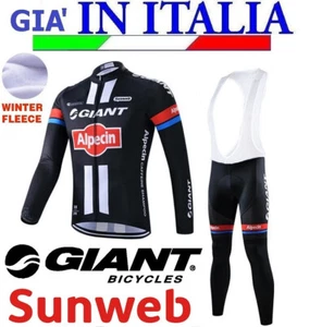 COMPLETO GIANT ALPECIN INVERNO FELPATO MAGLIA SALOPETTE BICI CICLISMO CORSA XL - Foto 1 di 7