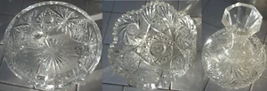 Lot of 3 American Brilliant Cut Glass ABP Decanter & 2 Bowls Circa 1900 - Picture 1 of 12