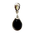 Whitby Jet and 925 Sterling Silver Pendant Drop