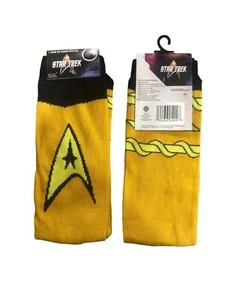 1 x Pair Star Trek Crew Socks Men's (6-12 Shoe Size) Command Yellow Black - Picture 1 of 1