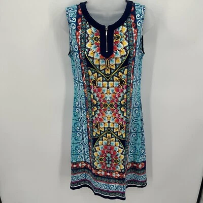 Vestido Rafaella Mujer Pequeño S 100% Algodón Caleidoscopio Sin Mangas Cremallera Acento Foto 1 de 4