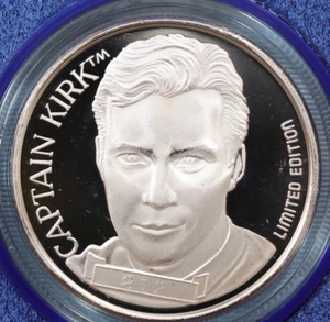 1991 25th Anniversary Star Trek LE 1oz 999 Silver Coin Bullion Captain Kirk - Picture 1 of 3