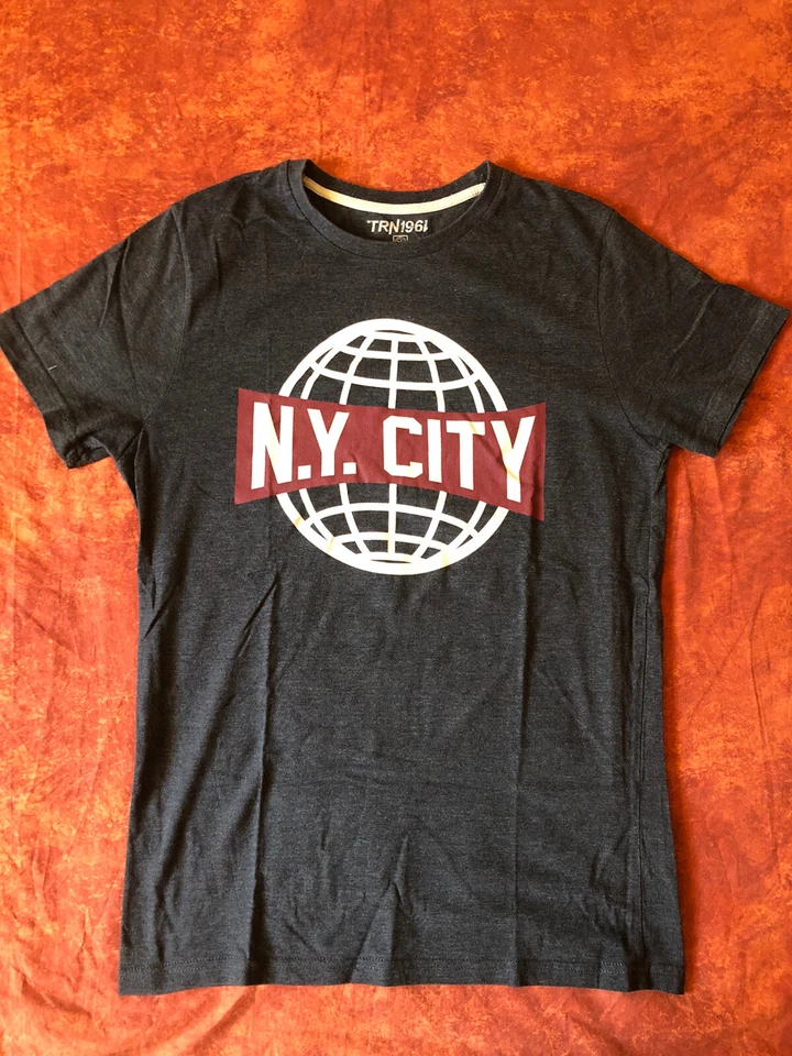 TSHIRT NEW YORK (S) blu notte logo stampato, Slim fit, Nuova - Immagine 1 di 3