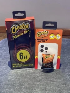 Cheetos Flamin' Hot Crunchy USB-C To USB-C Cable-6 Ft & MagSafe Phone Grip NEW - Picture 1 of 10