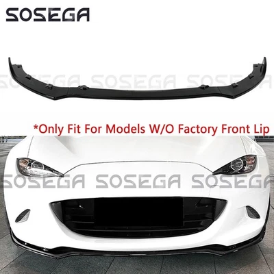 For Mazda MX5 MX-5 Miata ND RF 16-25 Front Bumper Lip Splitter Glossy Black 3PCS - Image 1 of 4
