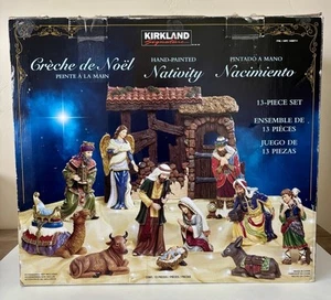 Large Kirkland Signature Hand-Painted 13 Pc Christmas Nativity Kings Camel Jesus - Picture 1 of 17