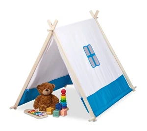 Spielzelt Kinderhöhle Babyzelt Zimmerzelt Spieltipi Kinderzimmerzelt blau Wigwam - Bild 1 von 10