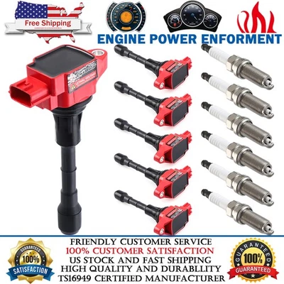 Катушка зажигания и иридиевая свеча зажигания для Infiniti QX60 Q70 Q50 M35 M35h V6 упаковка 6 шт. - Изображение 1 из 4