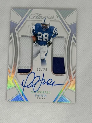 MARSHALL FAULK 2024 FLAWLESS DUAL PATCH AUTOGRAPH SILVER AUTO /20 - Image 1 of 4