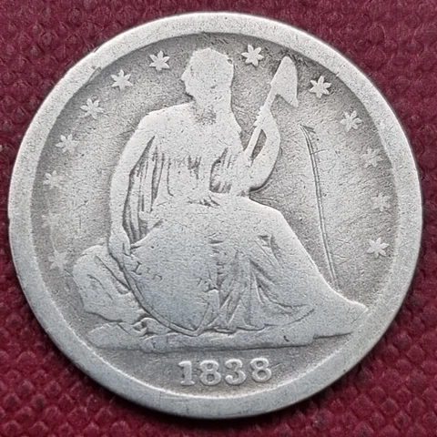 1838 Seated Liberty Dime 10c Circulated #60329 Cover