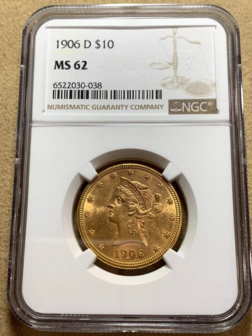 1906 D $10 Gold Eagle Liberty Head NGC MS 62 Cover