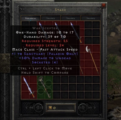 Spirit Sword Weapon 2 All skill D2R Item PC Xbox Non Ladder SC Diablo 2 D2R  - Image 1 of 2