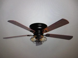 Matrix Decor 48 in. Indoor Black Flush Mounted Ceiling Fan with Light & Remote - Picture 1 of 5