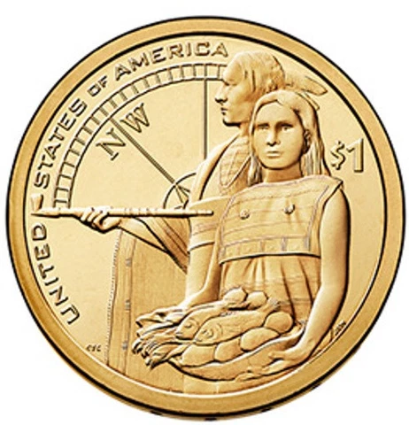 2 coins set 2014 P & D Native American Sacagawea Dollar $1 from US Mint Rolls Cover