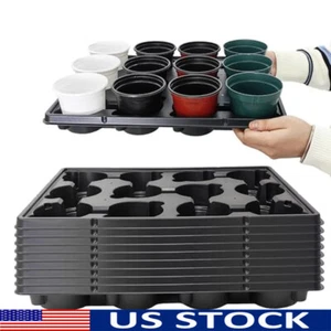 12 Cell Round Nursery Pot Trays Seedling Pots Shuttle Drainage Holes 10-Pack New - Picture 1 of 7
