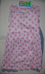 Freestyle girls 12 2pk sleeveless dresses pink plaid strawberry/blue button up - Picture 1 of 4