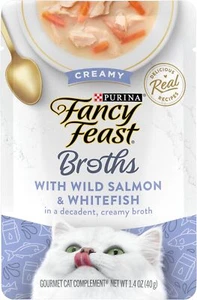 Purina Fancy Feast Lickable Wet Cat Food Broth Topper, Creamy Wild Salmon... - Picture 1 of 10