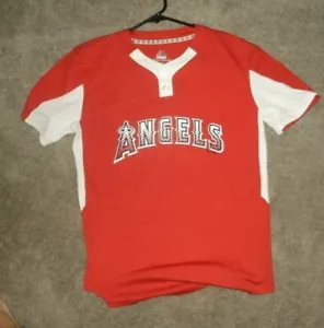 MAJESTIC LOS ANGELES ANGEL'S YOUTH two-button cool base JERSEY SHIRT SZ L-14 - Picture 1 of 2