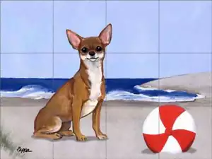 Murale Ceramica Arte Canina Chihuahua Backsplash M. K. Zeppa Arte Canina MKZ004 - Foto 1 di 2