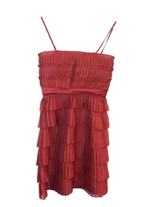 JS Collections Dress Womens 4 Red Pleated Strapless Side Zip Goth Prom Romantic - Picture 1 of 11