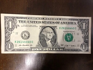 SOLIDO QUAD ""4444" in banconota da $1 dollaro NUMERO DI SERIE di BANCONOTE da vari FRB" - Foto 1 di 11