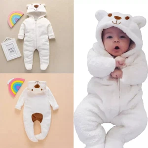 Newborn Toddler Baby Bear Romper One-Piece Jumpsuit Infant Fall Winter Outfit - Picture 1 of 12