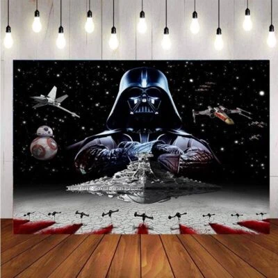 Fondo de fotografía de Star Wars niños fiesta de cumpleaños foto telón de fondo pancarta decoración Foto 1 de 4