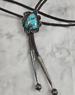 Stunning Vintage Sterling Silver Navajo Made Redweb Turquoise Bolo Tie