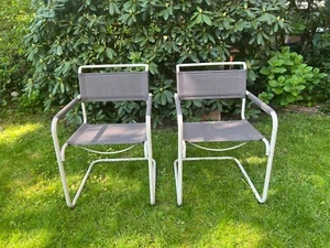 2 Thonet S 34 N All Seasons Outdoor Freischwinger Mart Stam Armlehnen Natur Grau - Bild 1 von 15