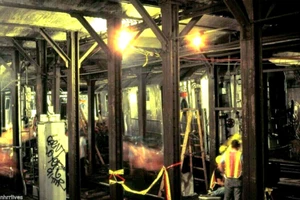 5x7 COLOR PHOTO NYC SUBWAY R-62 #1435 DERAILED @ UNION SQUARE WRECK AUG 29, 1991 - Picture 1 of 1