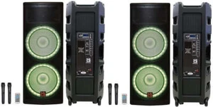 2 MR DJ PRO215LED Professional Dual 2x15" 5500W PA DJ Bluetooth Powered Speaker - Picture 1 of 8