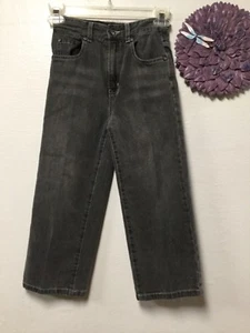 Population One Boy Jeans Size 5 Black Gray Button Adjustable Elastic Waist 170 - Picture 1 of 7
