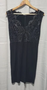 GUCCI Luxury Floral Lace Detail Black Bodycon Dress Size L Gorgeous Designer - Picture 1 of 9