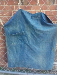 Vintage Shop Apron Chore Work Denim Cotton Primitive Distressed - Picture 1 of 16