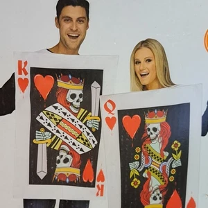 King & Queen of Hearts Couples Halloween 2 Adult Costume OSFM Polyester 32x23" - Picture 1 of 12