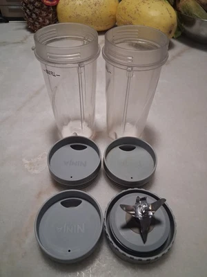 Ninja Pulse BL204 16OZ SINGLE SERVE CUP + LID + BLADE Container Gray Replacement - Image 1 of 4