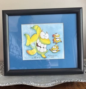 Steve Gill Art Signed 1997 Smiley Fish Framed - Picture 1 of 3