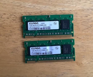 2 X ELPIDA 1GB 2RX8 PC2-5300S-555 RAM -EBE21UE8ACUA-6E - Picture 1 of 2