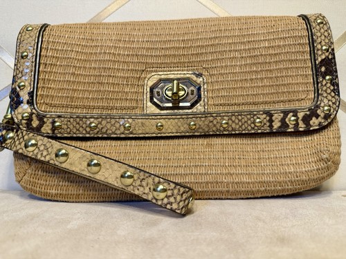 Coach Paglia Gioiellata Busta Blocco Giro Polso Frizione •VintagE• 45275