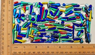 200 Tiny Handcrafted Dichroic Glass Cabochons/Lot/Jewelry Making Supplies/90 COE - Image 1 of 3