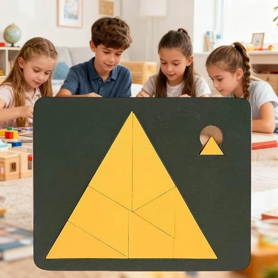 Triangle Puzzle, Solving The Wooden Block Puzzle Challenge, Irregular Jigsaw - Image 1 of 4
