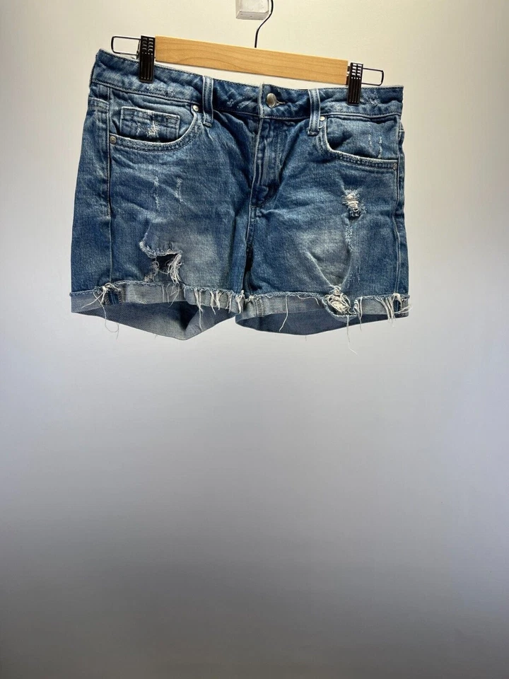 Joe's Cut Off Shorts Women's Size 28 Blue Denim Mid Rise Distressed Hem Stretch - Image 1 of 4