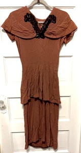 1940s CLAUDETTE FASHIONS COCKTAIL CREPE DRESS SEQUIN ACCENTS SZ XS/S 2-4 AS IS - Picture 1 of 15