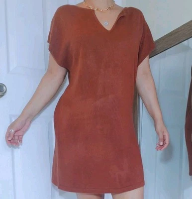 Vestido sin mangas suéter Forever 21 talla pequeña rojo marrón de gran tamaño cuello en V Foto 1 de 4