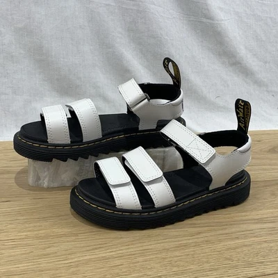 **NUEVO** Sandalias Dr. Martens Blanco Negro Dos Tiras Juvenil Niño’s Talla 3 Foto 1 de 4