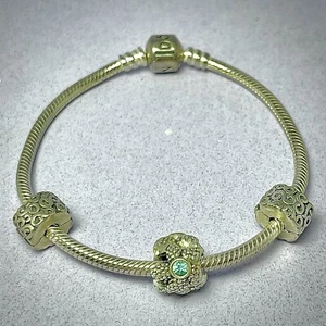 Pandora Sterling Silver Bracelet With Three 925 Charms “Retired” Starfish Charm - Picture 1 of 10