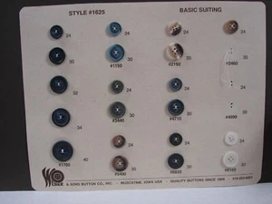 Carta campione Weber Button Sellman, stile # 1625 e bottoni tuta base SC16 - Foto 1 di 4