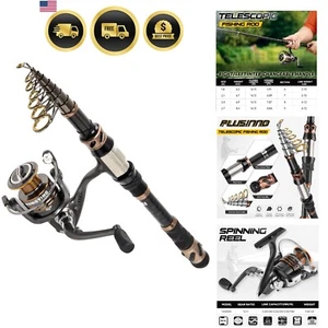 Fishing Rod and Reel Combos Carbon Fiber Telescopic Spinning Reel 12 +1 Bearings - Picture 1 of 8