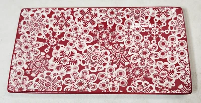 Hallmark Snowflake Red Tray Platter Christmas Holiday Dish Trinket Candy - Image 1 of 4