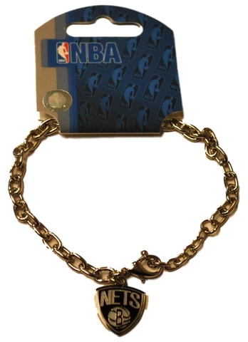 Brooklyn Nets Aminco, Inc. Women Silver Black Chain Bracelet Cover